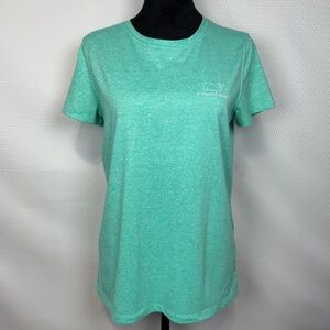 Vineyard Vines Performance Womens Whale Logo Tee Green White Quick Dry Small